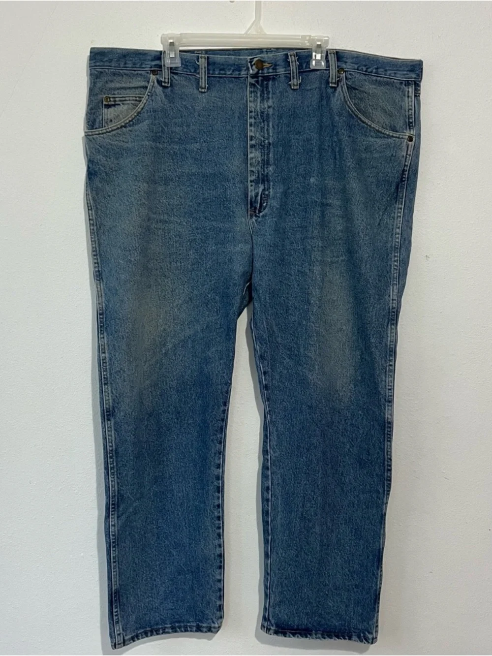 Wrangler Men Jeans Straight Fit 5 Pockets Style Denim Blue Jeans Size 46”x 30” - Picture 3 of 14